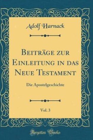 Cover of Beitrage Zur Einleitung in Das Neue Testament, Vol. 3