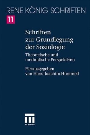 Cover of Schriften Zur Grundlegung Der Soziologie