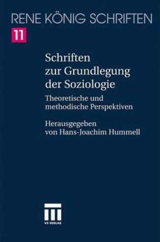 Cover of Schriften Zur Grundlegung Der Soziologie