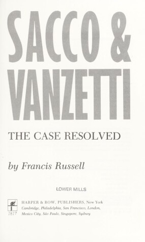 Book cover for Sacco and Vanzetti