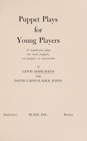 Book cover for Puppet Plays for Young Players