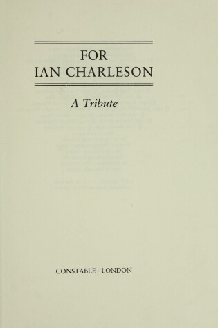 Cover of For Ian Charleson