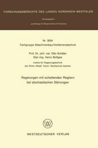 Cover of Regelungen Mit Schaltenden Reglern Bei Stochastischen Storungen