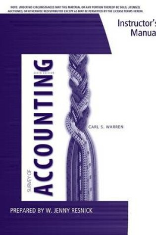 Cover of Instructor's Manual for Warren's Survey of Accounting, 6th