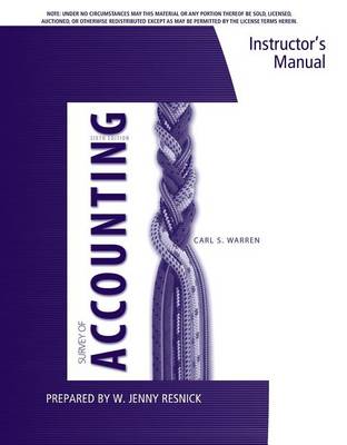 Book cover for Instructor's Manual for Warren's Survey of Accounting, 6th