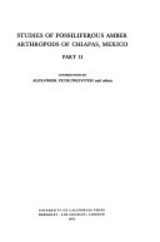 Cover of Studies of Fossiliferous Amber Arthropods of Chiapas, Mexico