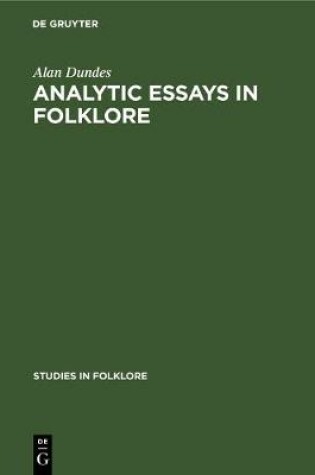 Cover of Analytic Essays in Folklore