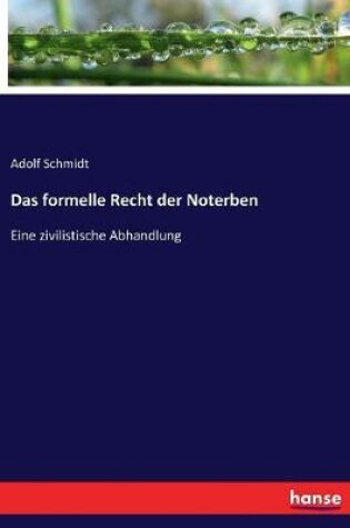 Cover of Das formelle Recht der Noterben