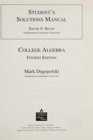 Cover of Student Solutions Manual for College Algebra