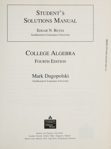 Book cover for Student Solutions Manual for College Algebra