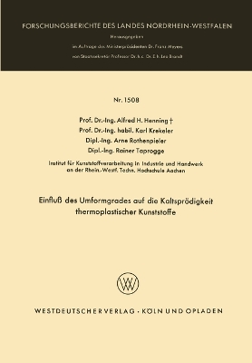 Book cover for Einflu� des Umformgrades auf die Kaltspr�digkeit thermoplastischer Kunststoffe