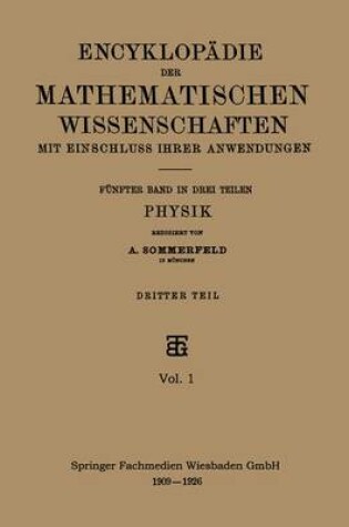 Cover of Encyklopädie der Mathematischen Wissenschaften mit Einschluss ihrer Anwendungen