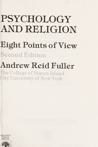 Cover of Psychology and Religion