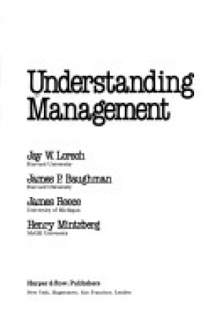 Cover of Understanding Management