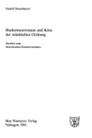 Cover of Biedermeierroman Und Krise Der St ndischen Ordnung