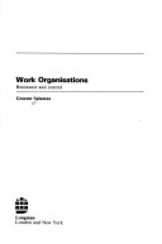 Cover of Work Organizations