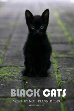 Cover of Black Cats Monthly Note Planner 2019 1 Year Calendar