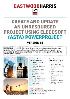 Book cover for Create and Update an Unresourced Project using Elecosoft (Asta) Powerproject Version 16