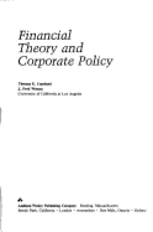 Cover of Financial Theory and Corporate Policy