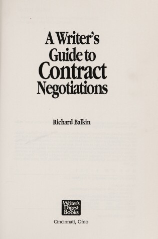 Cover of A Writer's Guide to Contract Negotiations