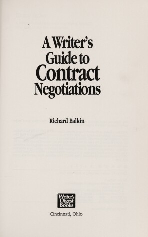 Book cover for A Writer's Guide to Contract Negotiations