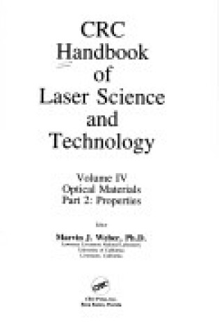 Cover of Hdbk Laser Sci & Technology Optical Mtls Vol 3