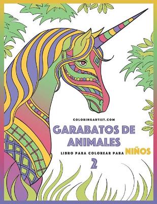 Cover of Garabatos de animales libro para colorear para niños 2