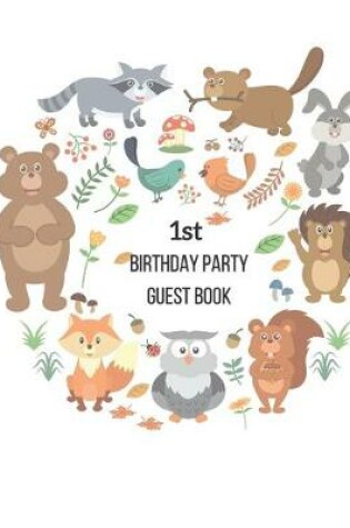 Cover of 1st Birthday Party Guest Book, Animal Woodland Friends
