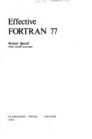 Cover of Effective Fortran 77