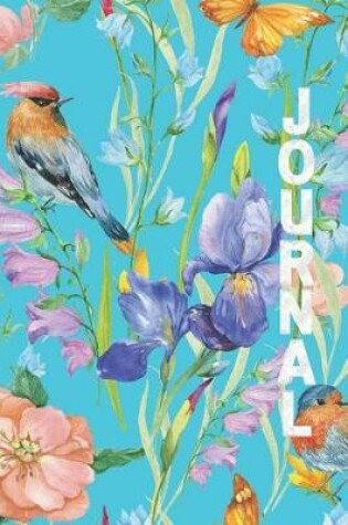 Cover of Springtime In Bloom Flower Garden Journal Purple Iris and Birds