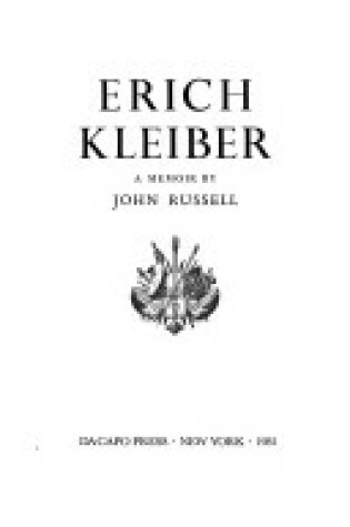 Cover of Erich Kleiber