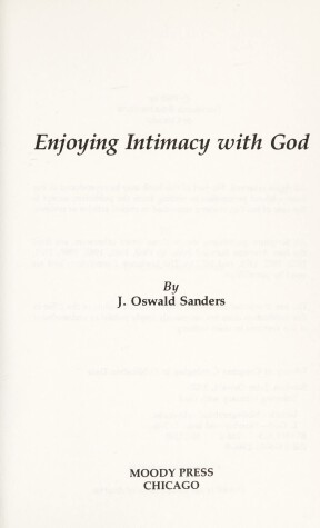 Book cover for Enjoying Intimacy with God