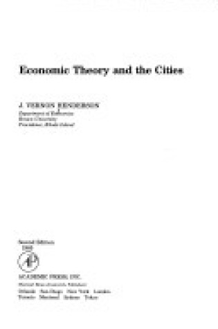 Cover of Economic Theory and the Cities