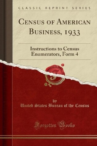 Cover of Census of American Business, 1933