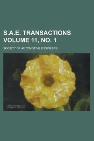 Cover of S.A.E. Transactions Volume 11, No. 1