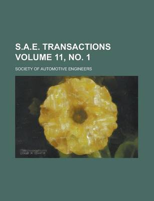 Book cover for S.A.E. Transactions Volume 11, No. 1