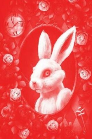 Cover of Alice in Wonderland Pastel Modern Journal - Inwards White Rabbit (Red)