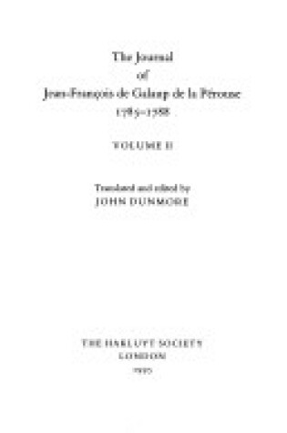 Cover of Journal of Jean-Francois de Galaup volume II de la Perouse 1785-1788