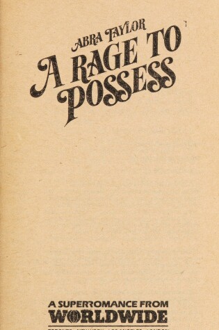 Cover of A Rage To Possess