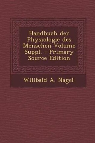 Cover of Handbuch Der Physiologie Des Menschen Volume Suppl.