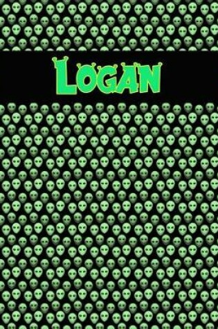 Cover of 120 Page Handwriting Practice Book with Green Alien Cover Logan