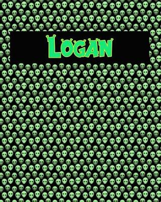 Book cover for 120 Page Handwriting Practice Book with Green Alien Cover Logan