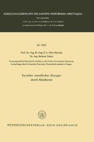 Cover of Zerteilen Metallischer Stangen Durch Abscheren