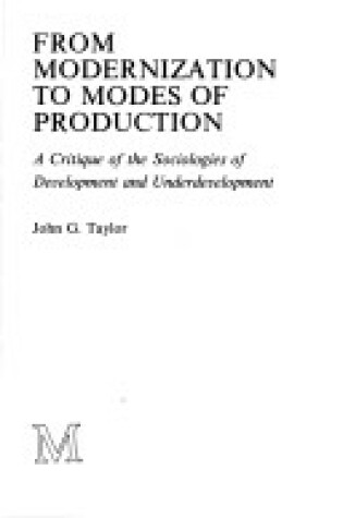 Cover of From Modernization to Modes of Production