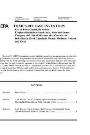 Cover of Toxics Release Inventory List of Toxic Chemicals Within Ethylenebisdithiocarbamic Acid