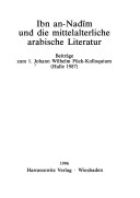 Book cover for Ibn An-Nadim Und Die Mittelalterliche Arabische Literatur