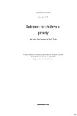 Cover of Outcomes for Children of Poverty