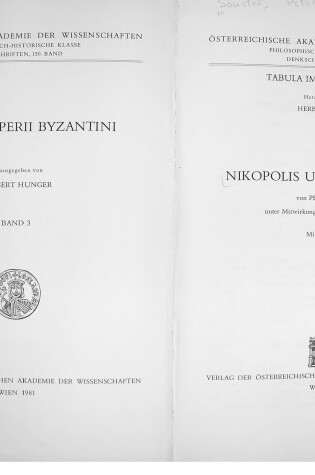 Cover of Tabula Imperii Byzantini / Nikopolis Und Kephallenia