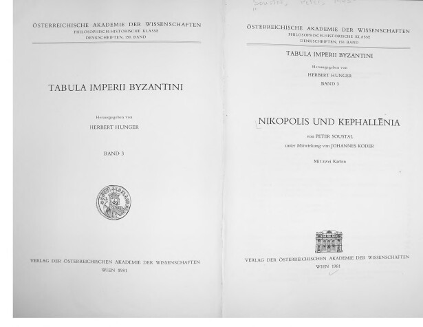 Cover of Tabula Imperii Byzantini / Nikopolis Und Kephallenia