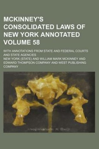 Cover of McKinney's Consolidated Laws of New York Annotated Volume 58; With Annotations from State and Federal Courts and State Agencies